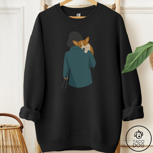 Corgi Carry Sweatshirt Black Taco-Dog