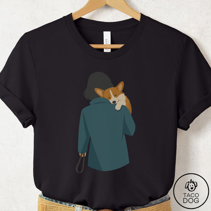 Corgi Carry T-Shirt Black Taco-Dog