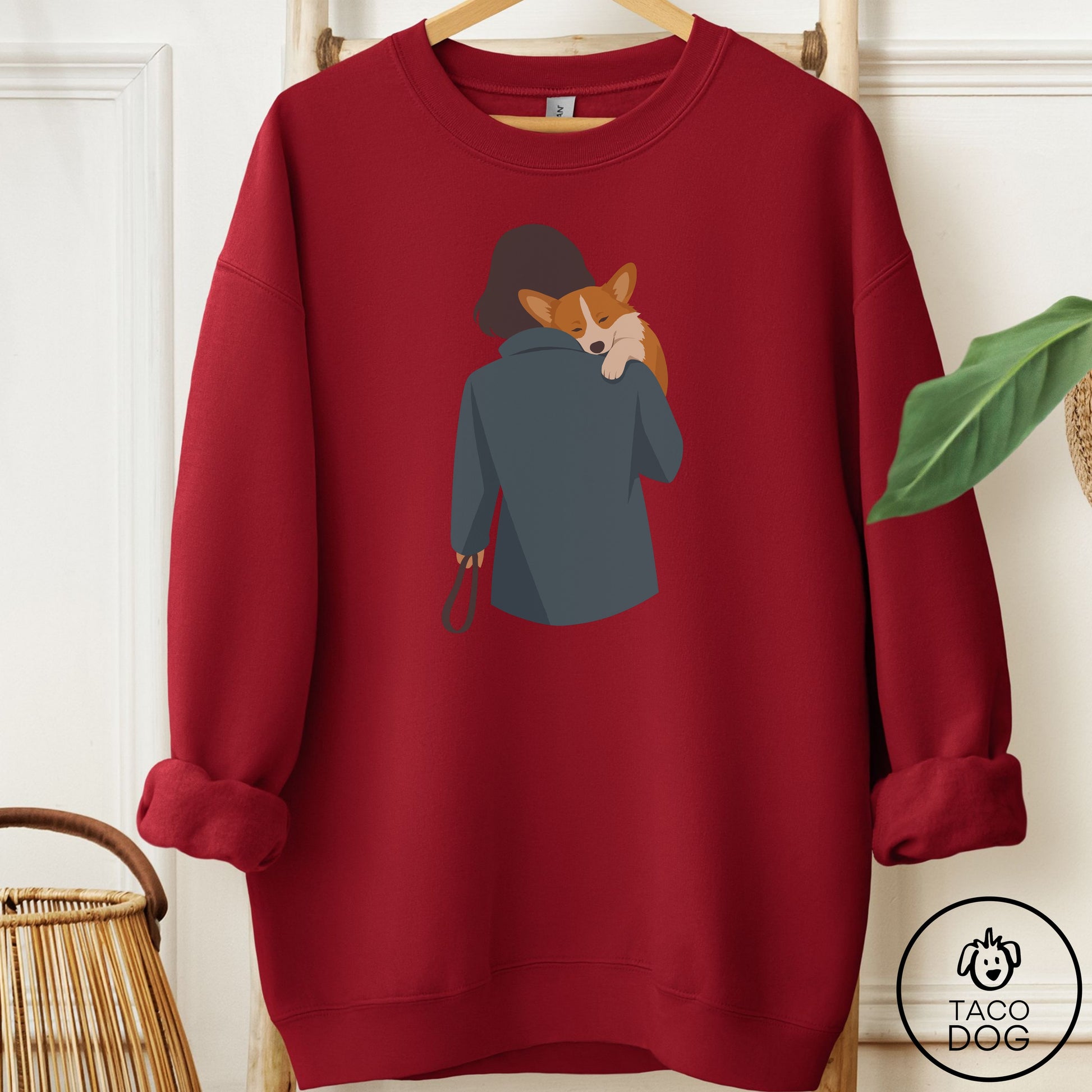 Corgi Carry Sweatshirt Garnet Taco-Dog