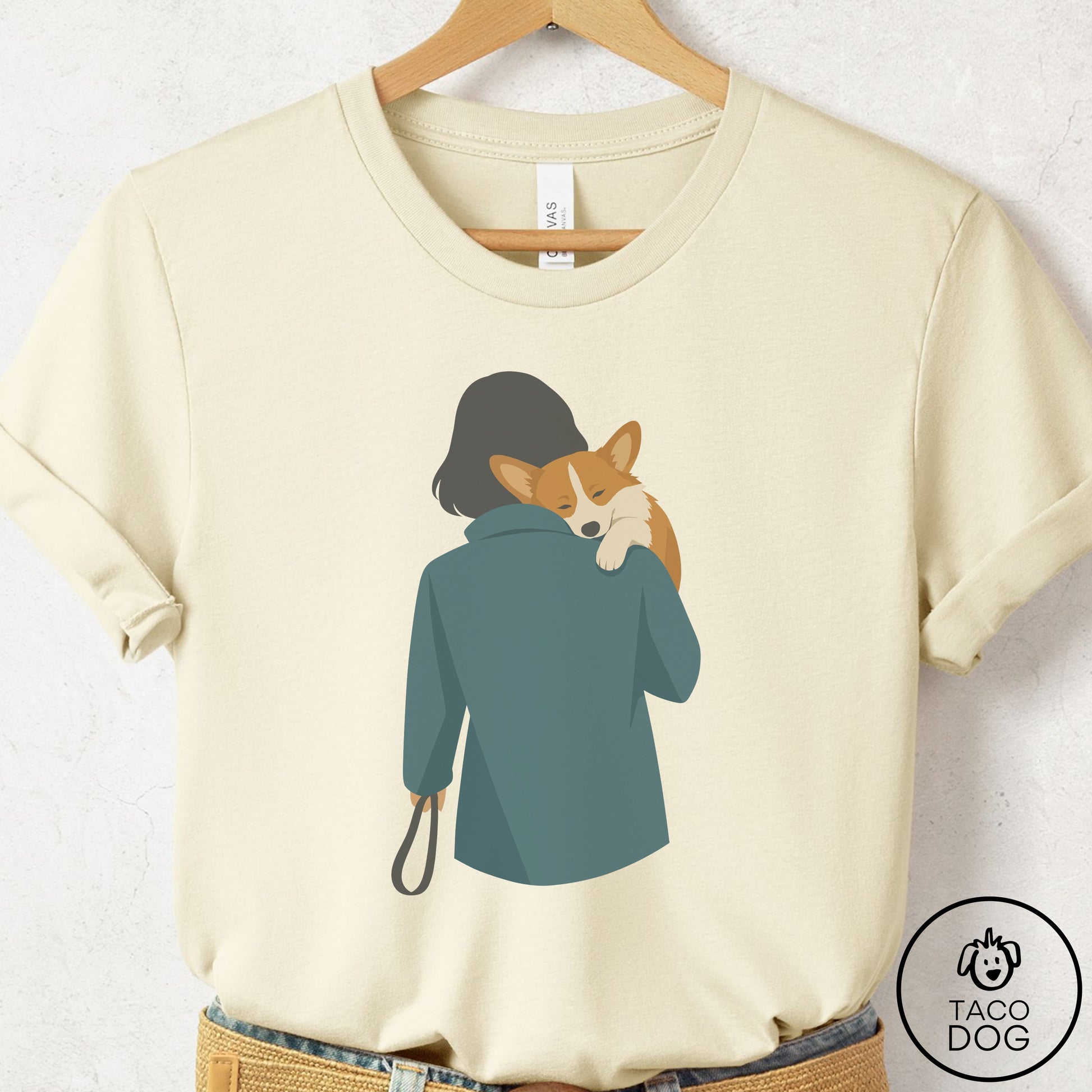 Corgi Carry T-Shirt Natural Taco-Dog