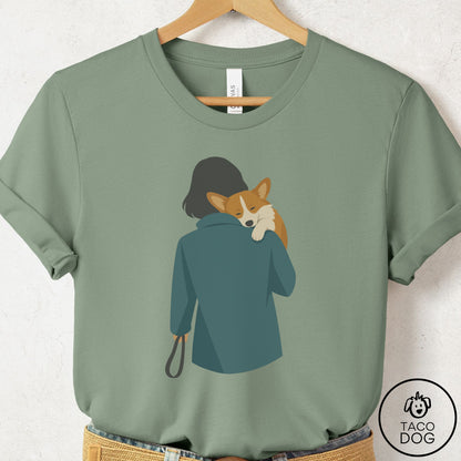 Corgi Carry T-Shirt Sage Taco-Dog