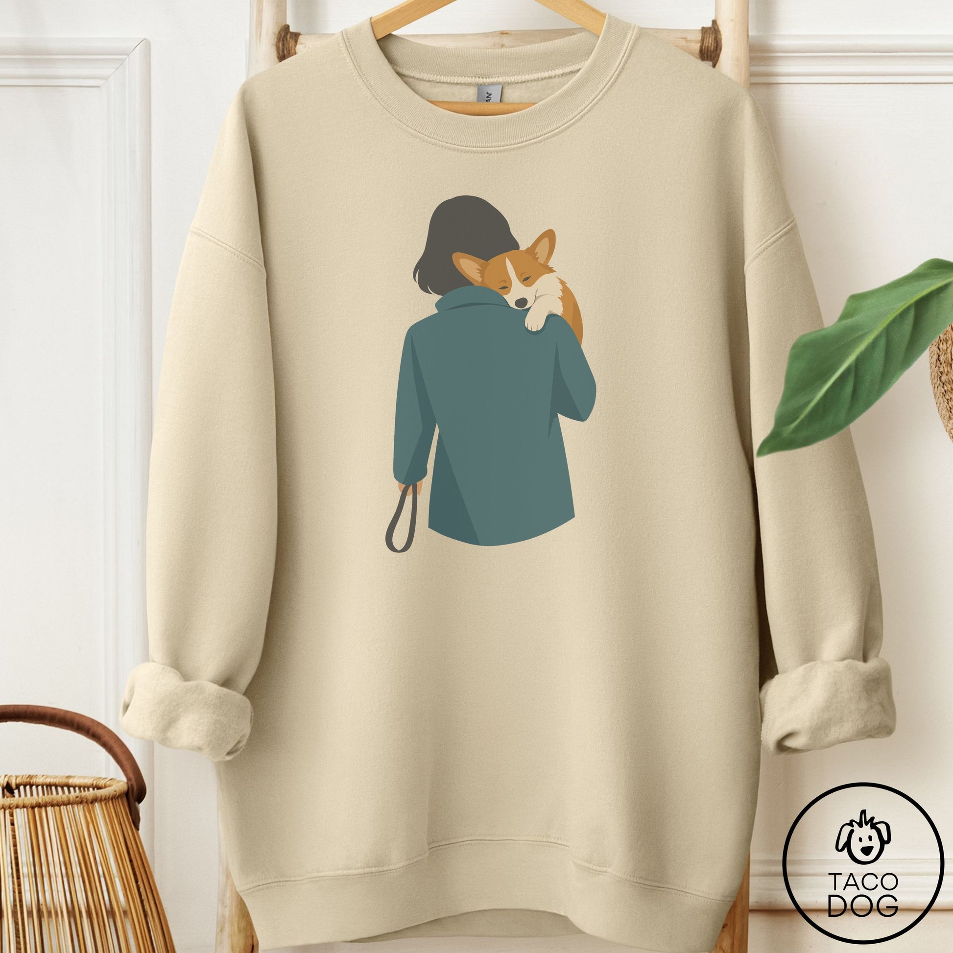 Corgi Carry Sweatshirt Sand Taco-Dog