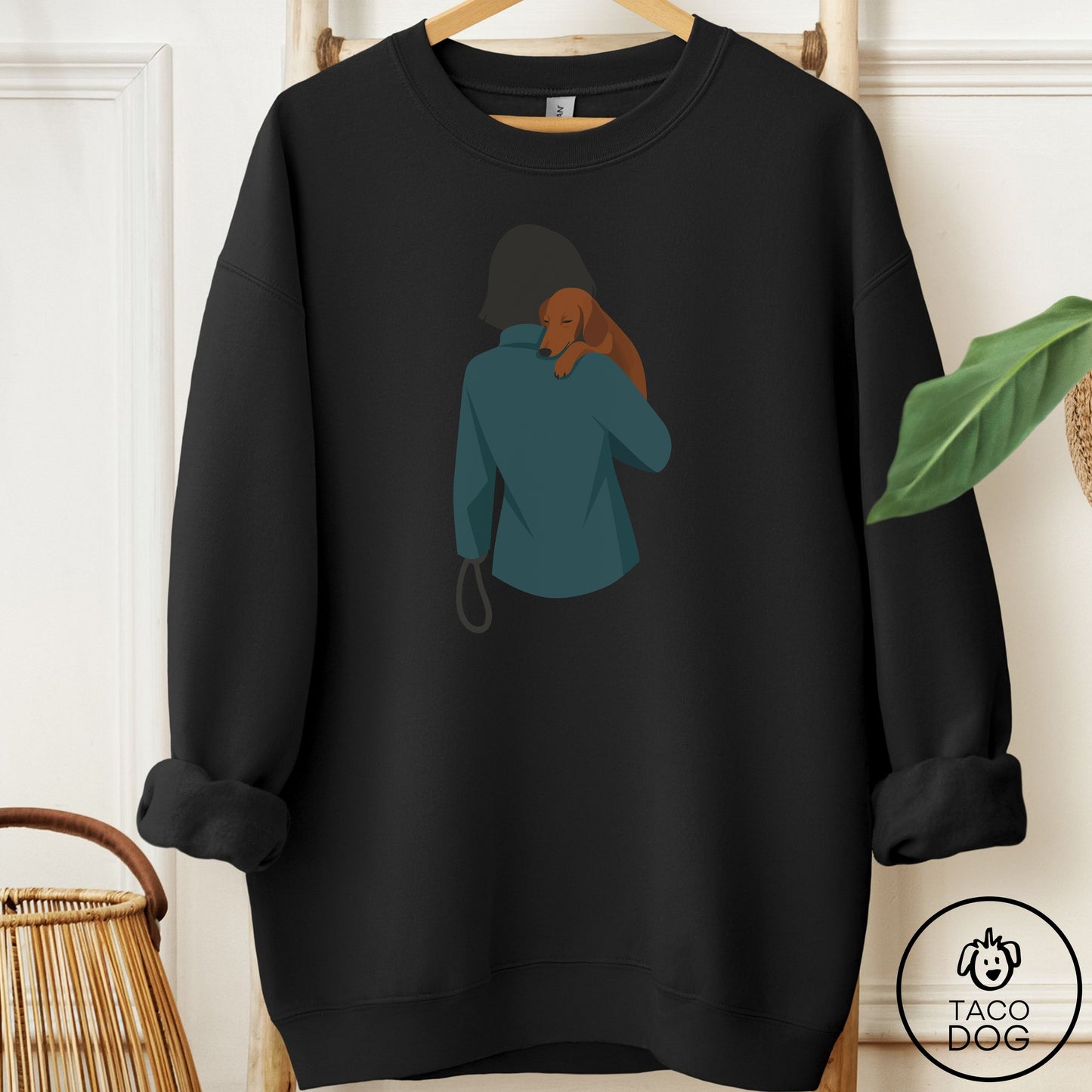 Dachshund Carry Sweatshirt Black Taco-Dog