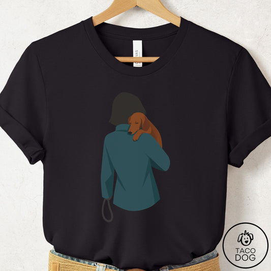 Dachshund Carry T-Shirt Black Taco-Dog