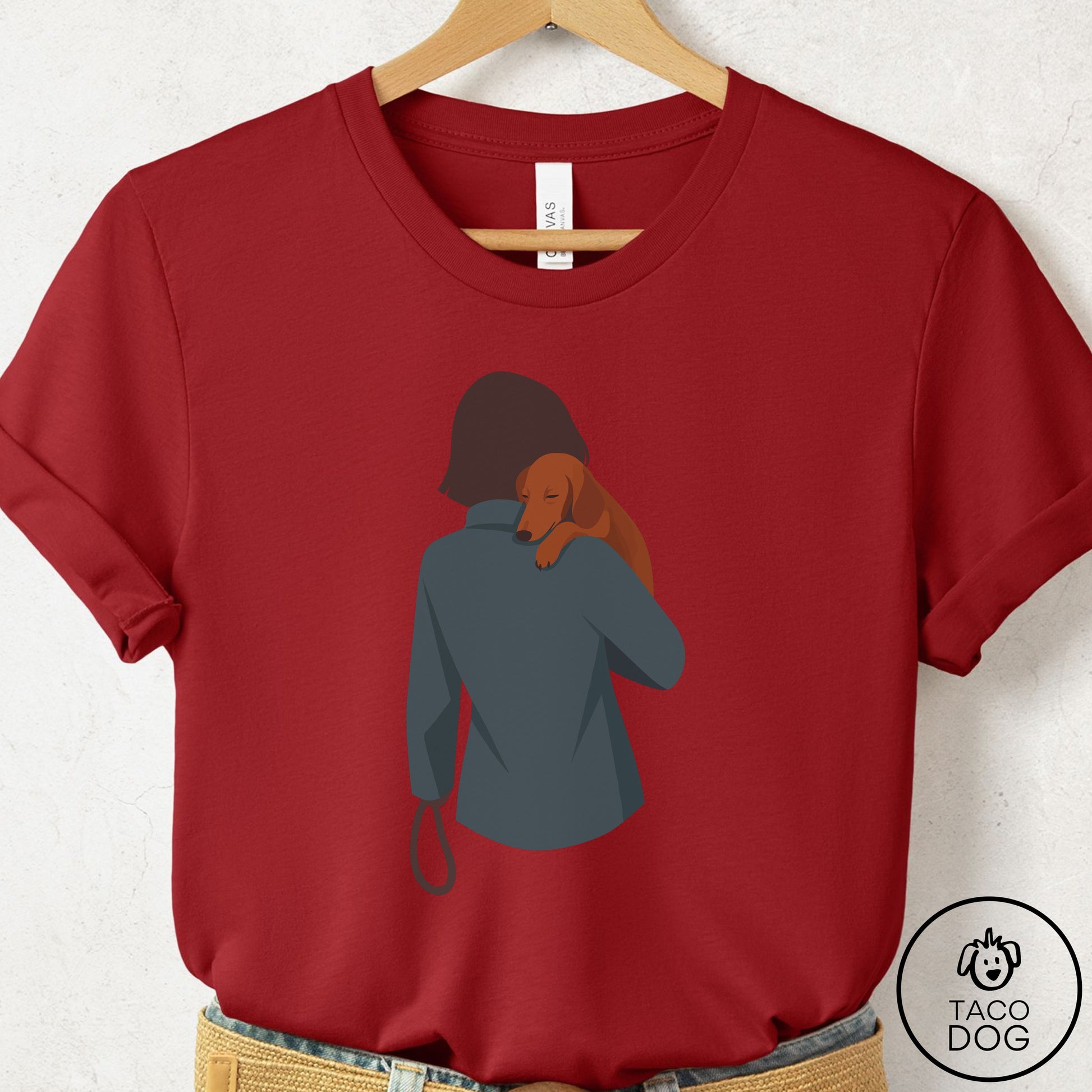 Dachshund Carry T-Shirt Canvas Red Taco-Dog