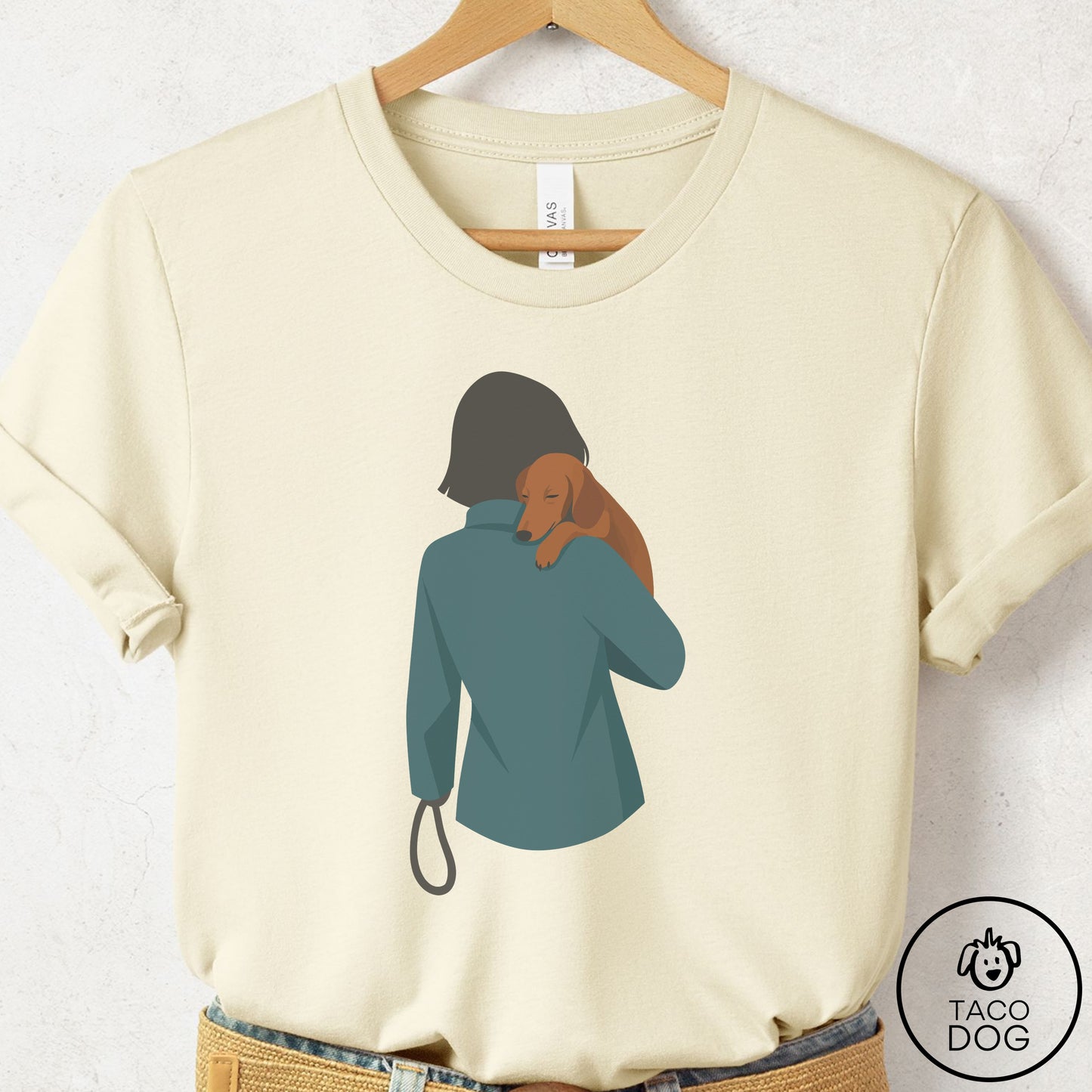 Dachshund Carry T-Shirt Natural Taco-Dog