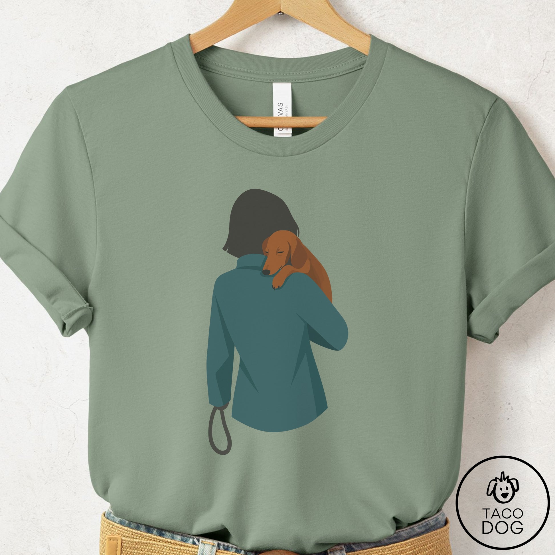 Dachshund Carry T-Shirt Sage Taco-Dog