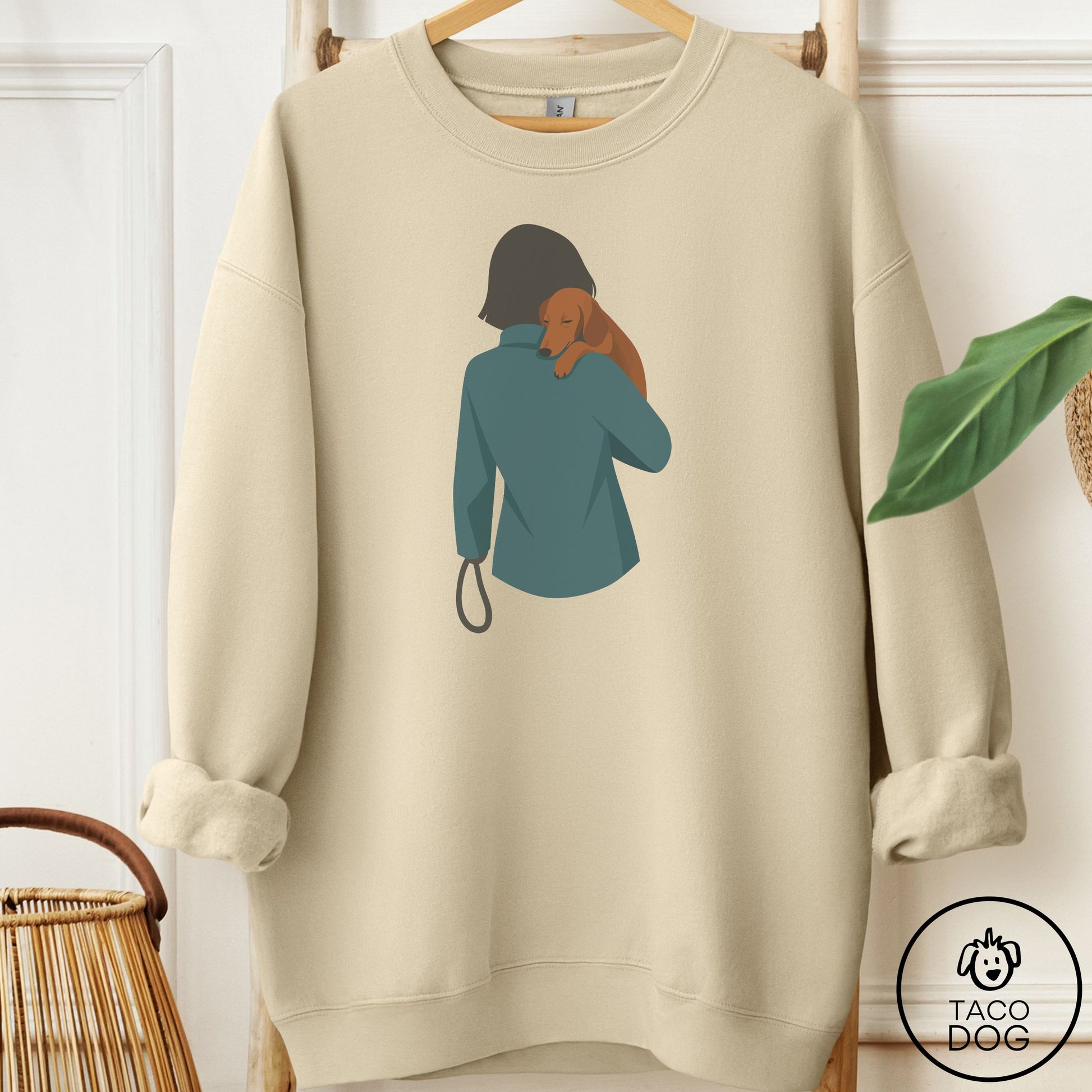 Dachshund Carry Sweatshirt Sand Taco-Dog
