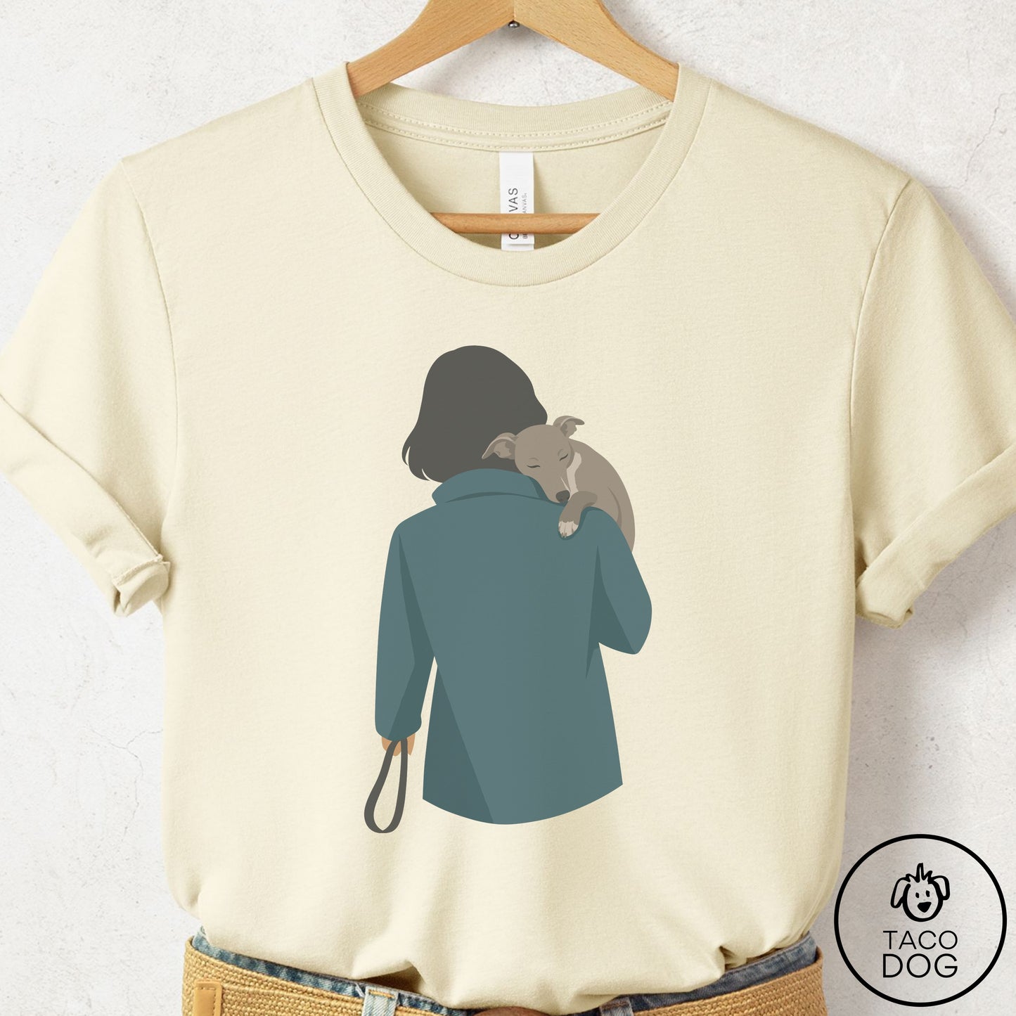 Italian Greyhound Whippet Carry T-Shirt Natural Taco-Dog