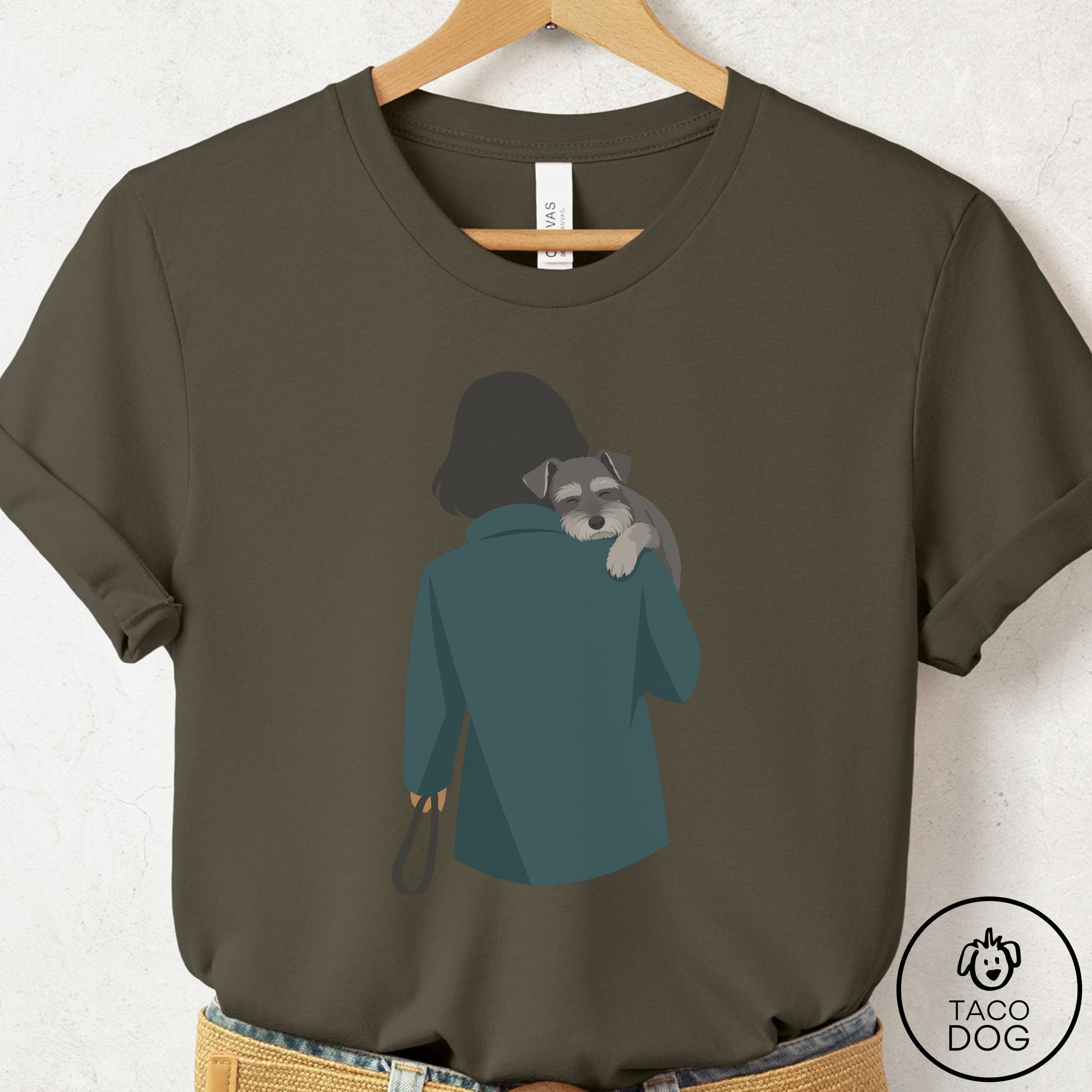 Schnauzer Carry T-Shirt Army Taco-Dog