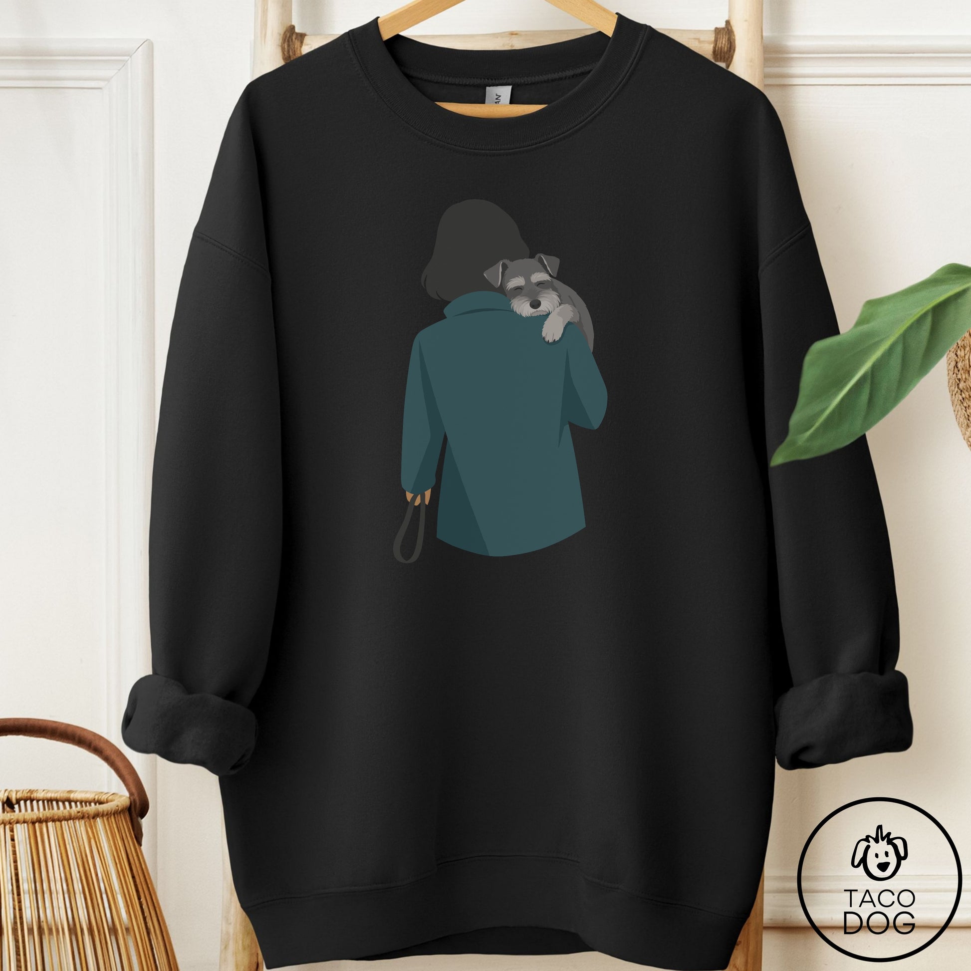 Schnauzer Carry Sweatshirt Black Taco-Dog