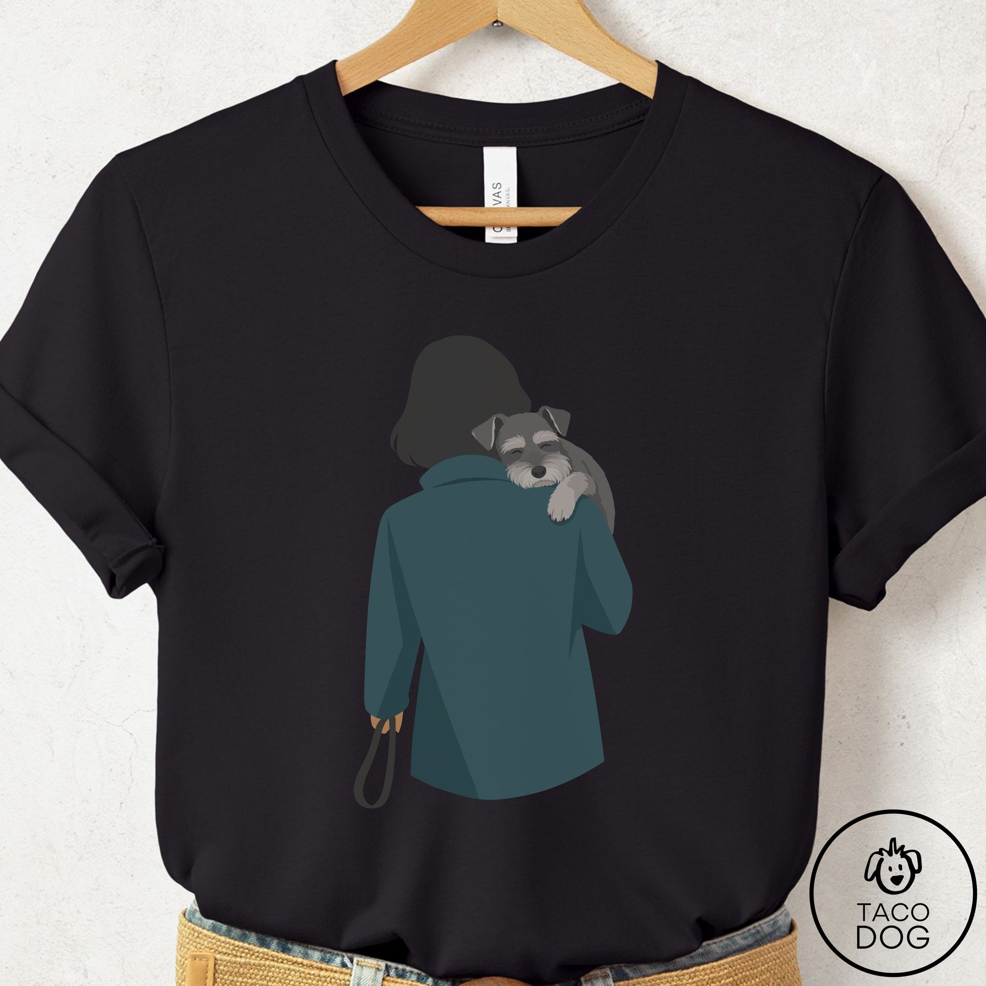 Schnauzer Carry T-Shirt Black Taco-Dog