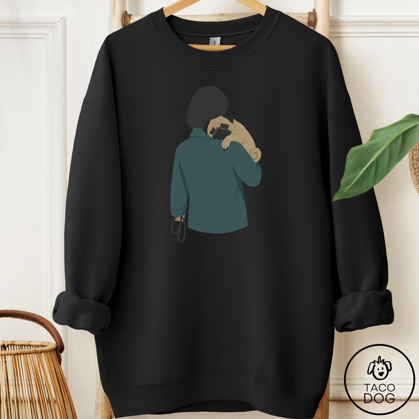 Pug Carry Sweatshirt Black Taco-Dog