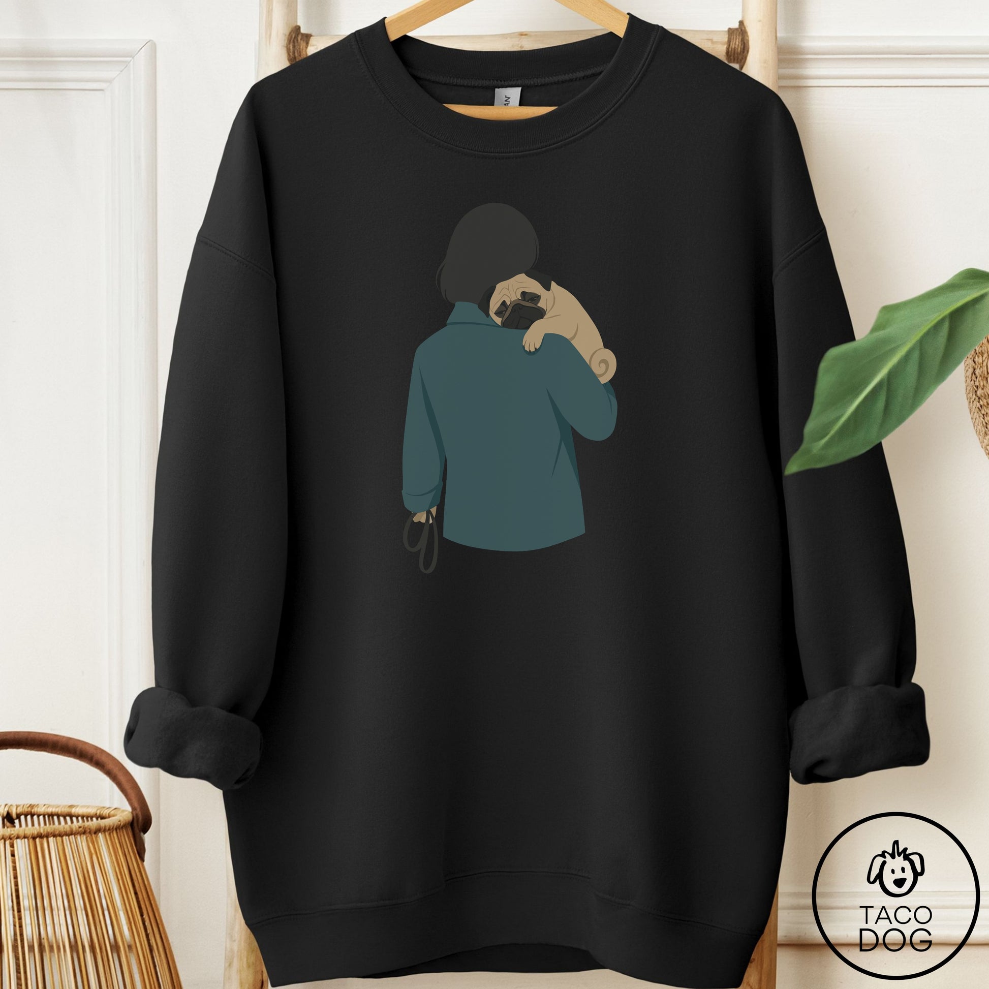 Pug Carry Sweatshirt Black Taco-Dog