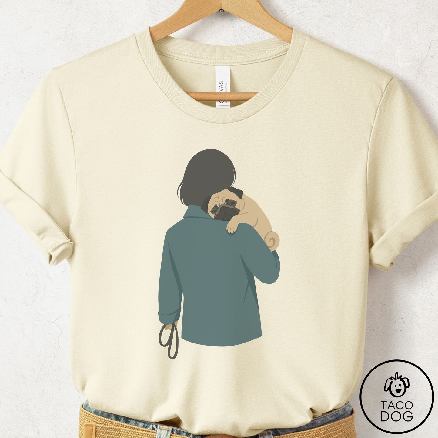 Pug Carry T-Shirt Natural Taco-Dog