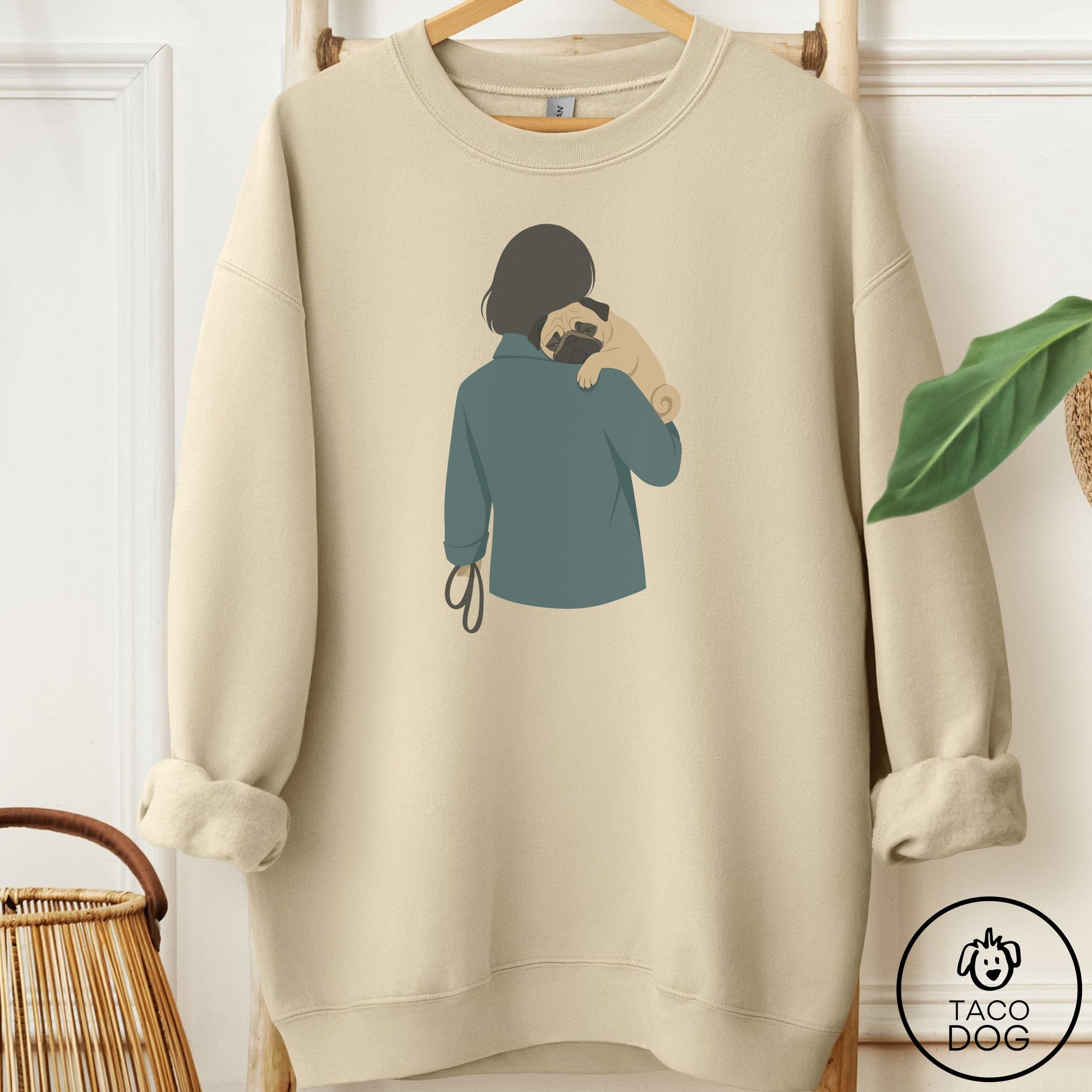 Pug Carry Sweatshirt Sand Taco-Dog