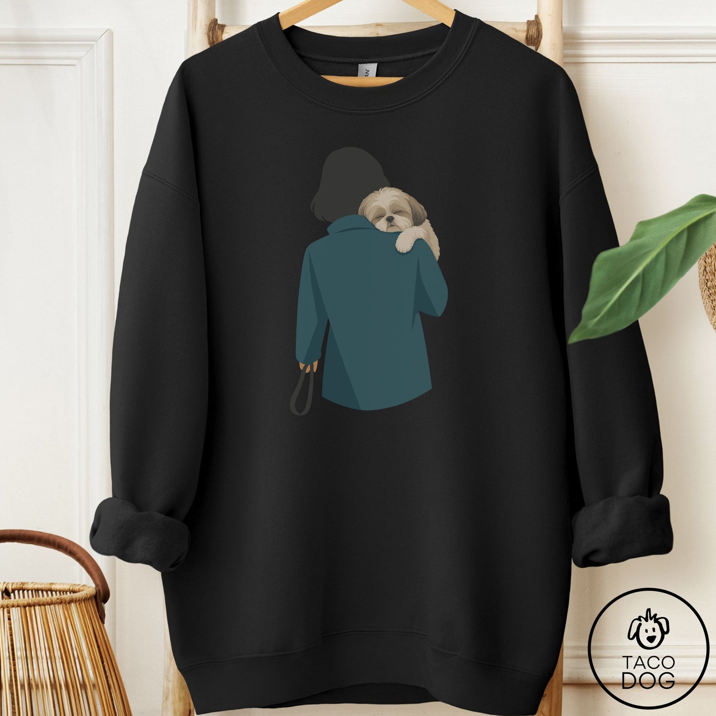 Shih Tzu Carry Sweatshirt Black Taco-Dog