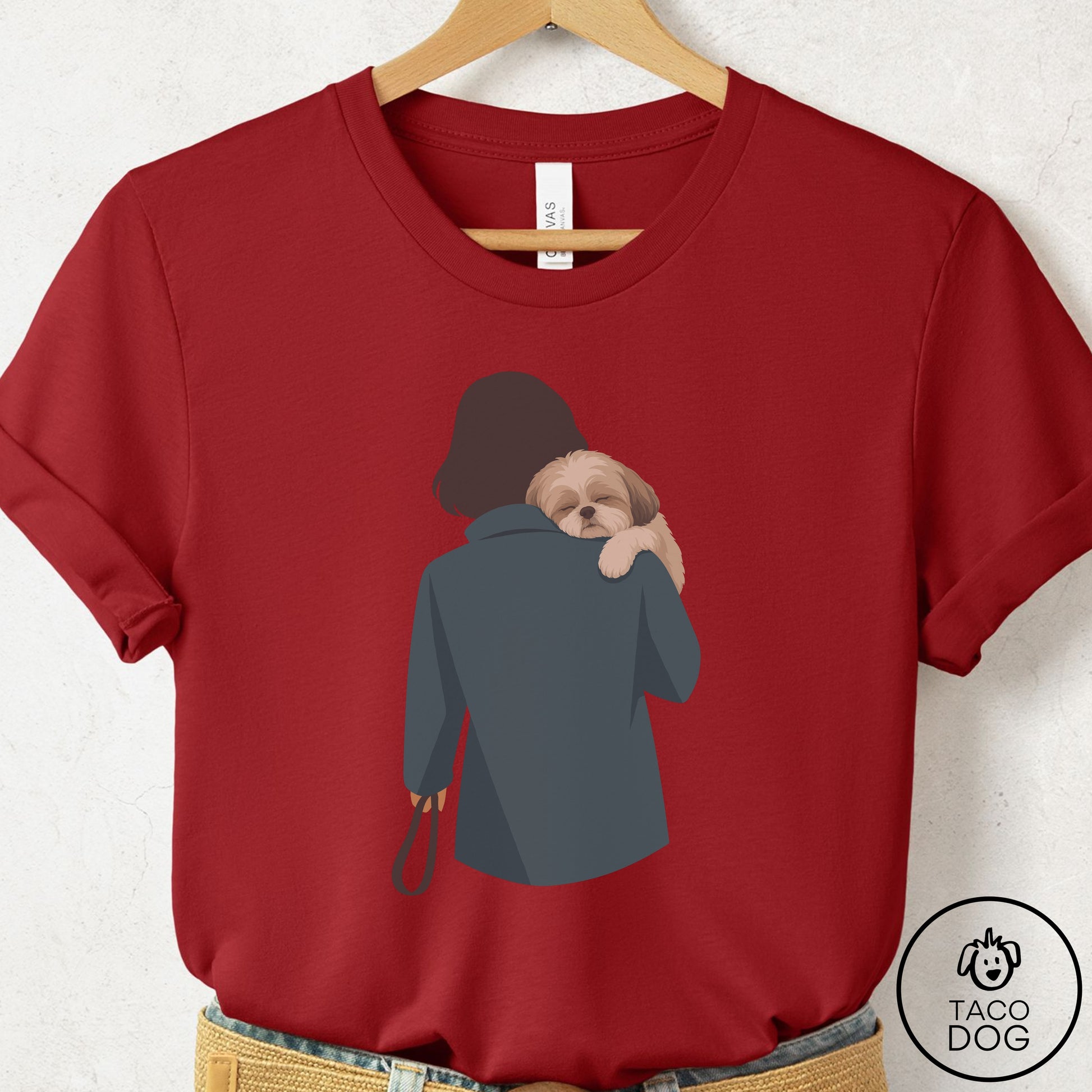 Shih Tzu Carry T-Shirt Canvas Red Taco-Dog