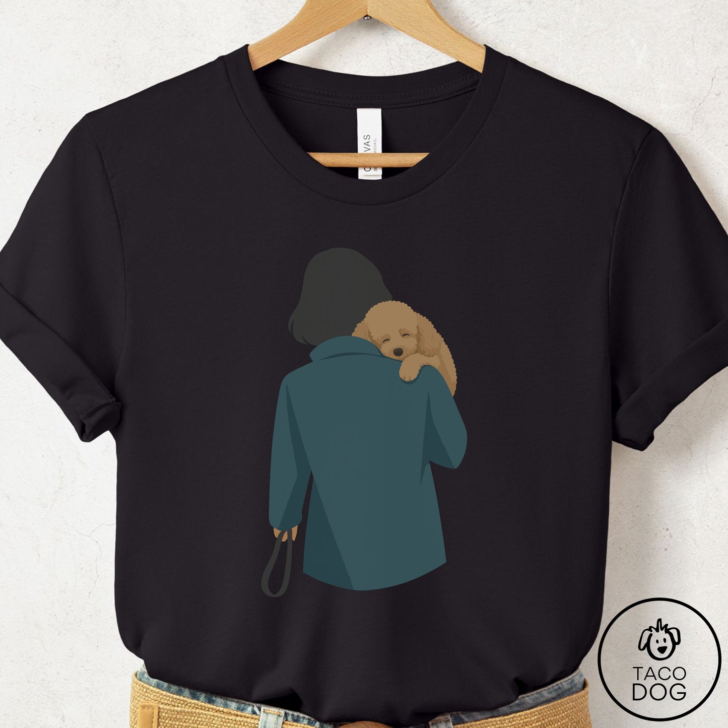 Poodle Carry T-Shirt Black Taco-Dog