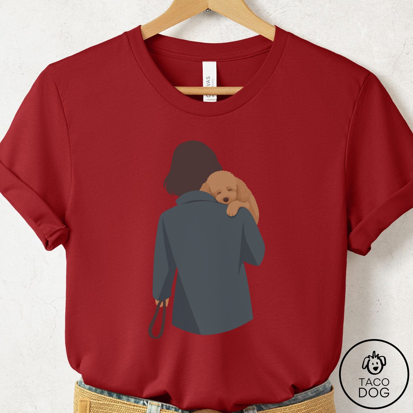 Poodle Carry T-Shirt Canvas Red Taco-Dog
