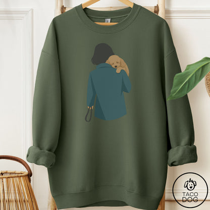 Poodle Carry Sweatshirt Military Green Taco-Dog