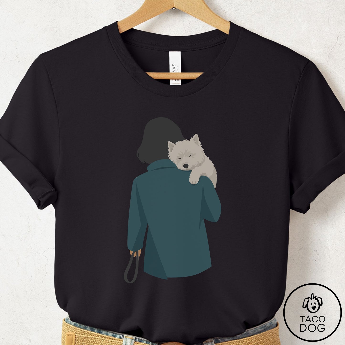 Westie Carry T-Shirt Black Taco-Dog