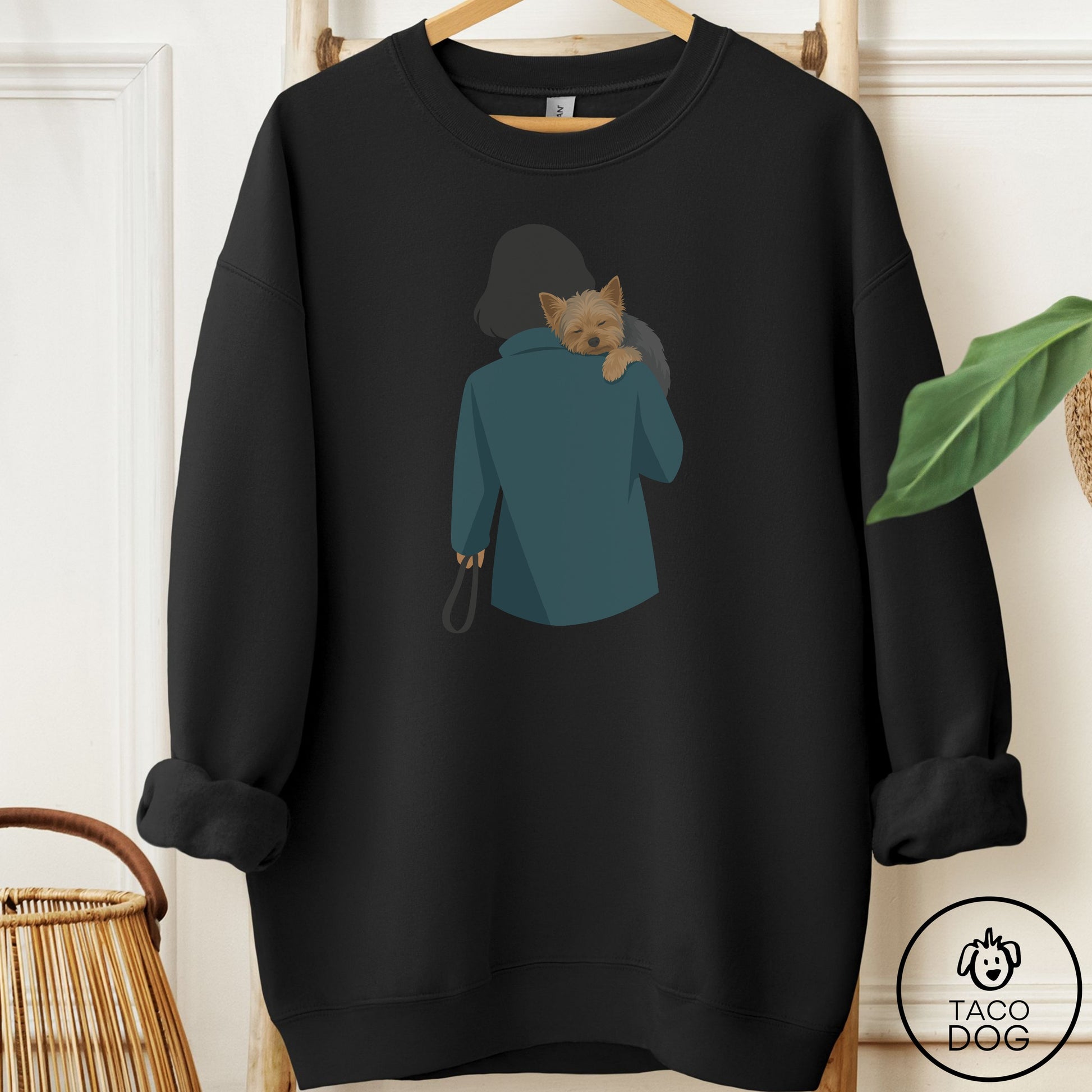 Yorkshire Terrier Yorkie Carry Sweatshirt Black Taco-Dog