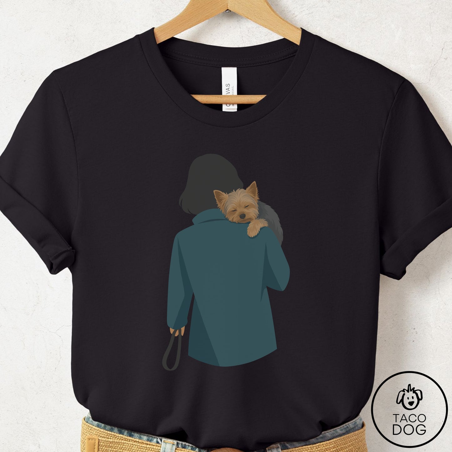 Yorkshire Terrier Yorkie Carry T-Shirt Black Taco-Dog