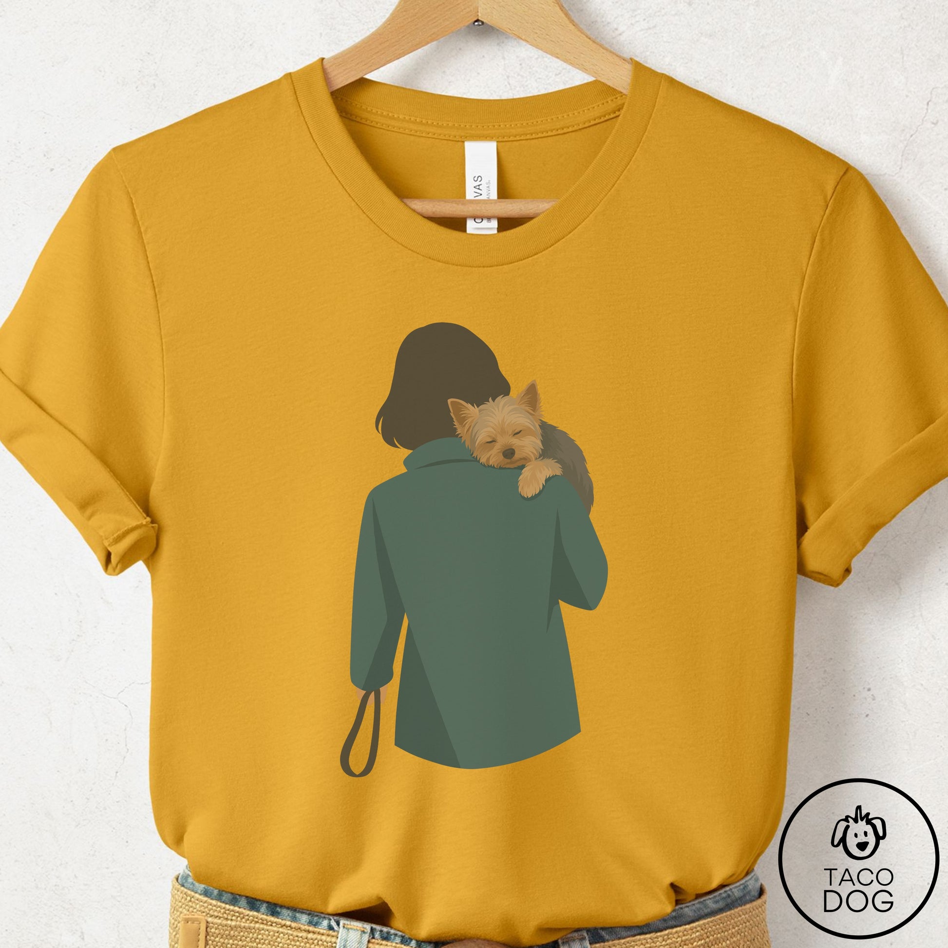 Yorkshire Terrier Yorkie Carry T-Shirt Mustard Taco-Dog