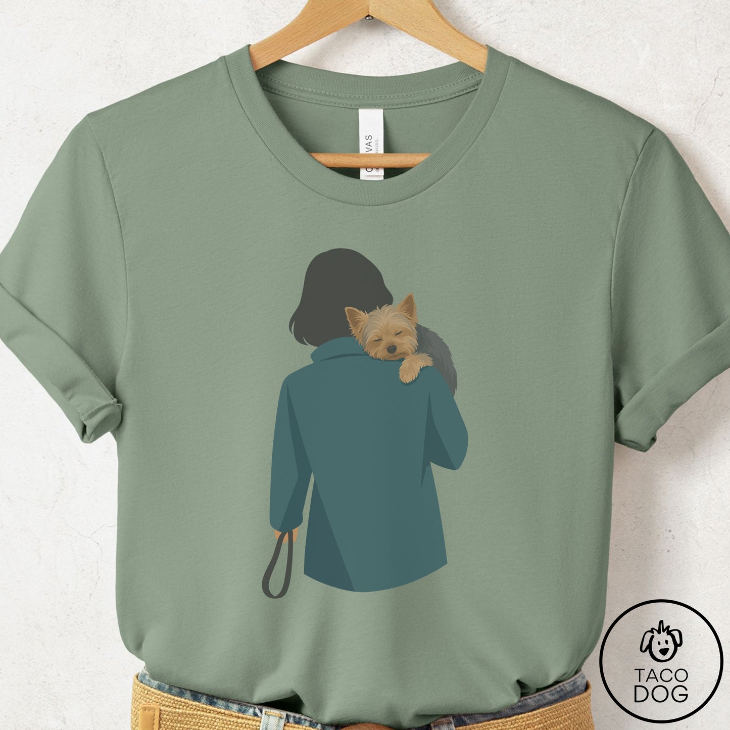 Yorkshire Terrier Yorkie Carry T-Shirt Sage Taco-Dog