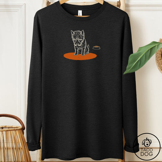 Westie Carryout Long Sleeve Tee Black Heather Taco-Dog
