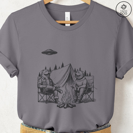 English Bulldog Camping T-Shirt Storm Taco-Dog