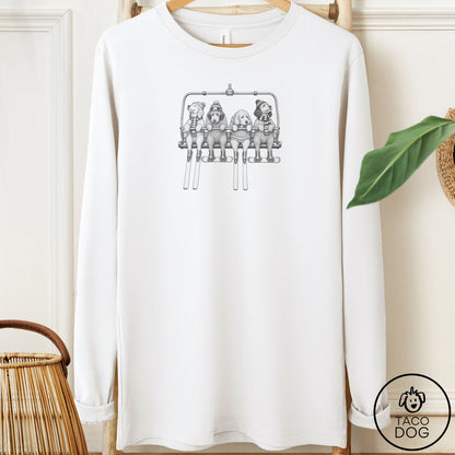 Doodle Chair Lift Long Sleeve Tee White Taco-Dog