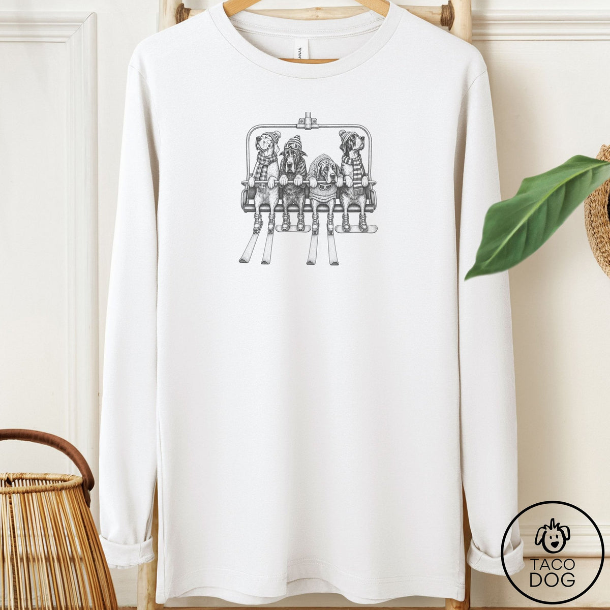 Great Dane Chair Lift Long Sleeve Tee White Taco-Dog