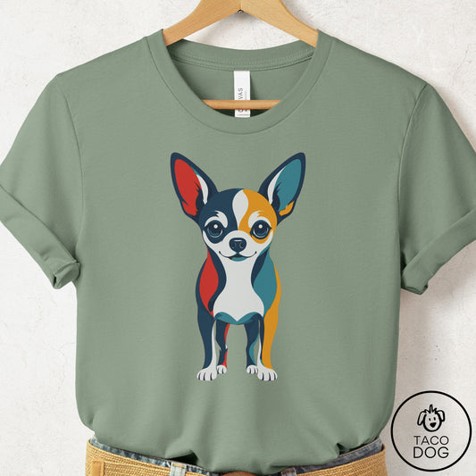 Chihuahua Color Block T-Shirt Sage Taco-Dog