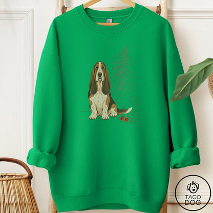 Basset Hound Christmas Joy Sweatshirt Irish Green Taco-Dog