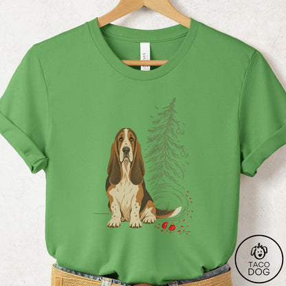 Basset Hound Christmas Joy T-Shirt Leaf Taco-Dog