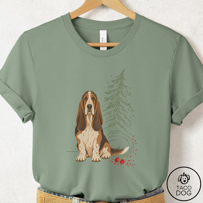 Basset Hound Christmas Joy T-Shirt Sage Taco-Dog
