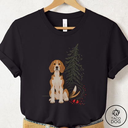 Beagle Christmas Joy T-Shirt Black Taco-Dog