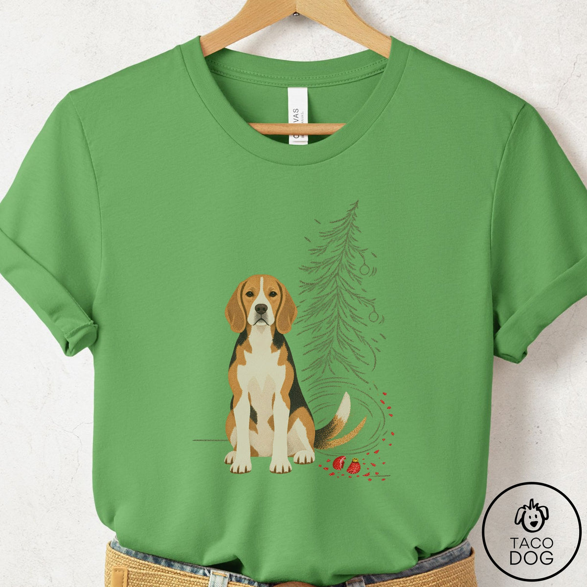 Beagle Christmas Joy T-Shirt Leaf Taco-Dog