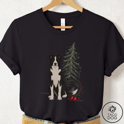 Border Collie Christmas Joy T-Shirt Black Taco-Dog