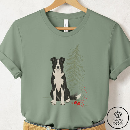 Border Collie Christmas Joy T-Shirt Sage Taco-Dog