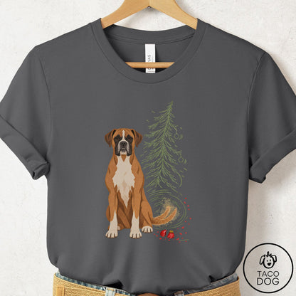 Boxer Christmas Joy T-Shirt Asphalt Taco-Dog