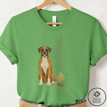 Boxer Christmas Joy T-Shirt Leaf Taco-Dog