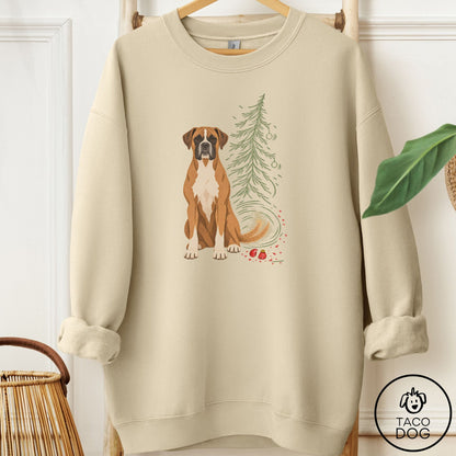Boxer Christmas Joy Sweatshirt Sand Taco-Dog