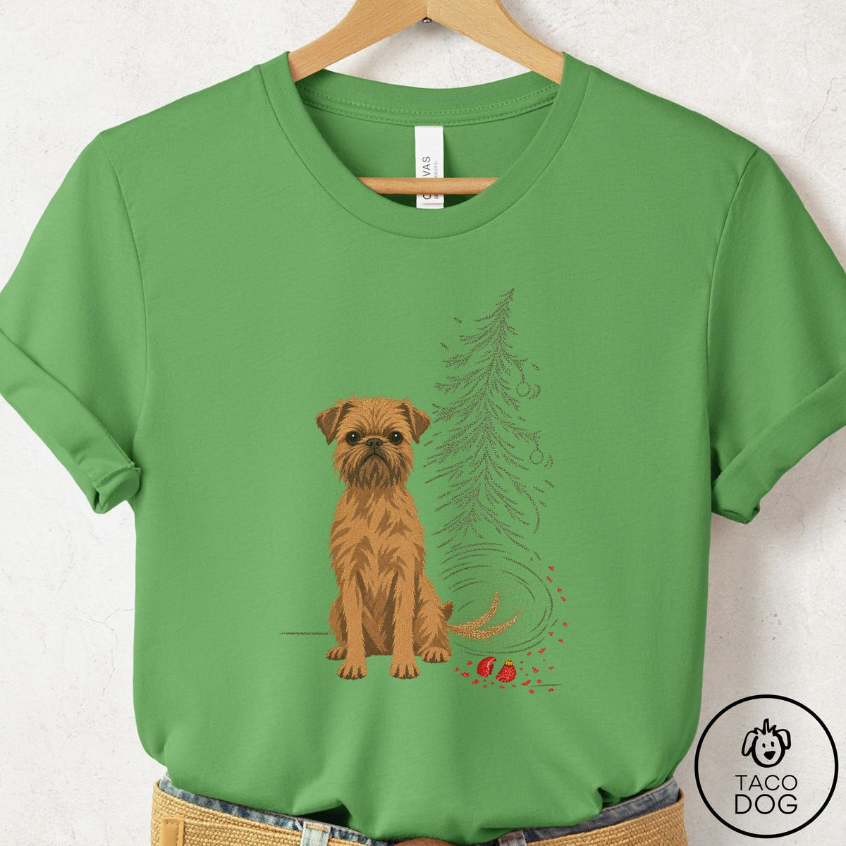 Brussels Griffon Christmas Joy T-Shirt Leaf Taco-Dog