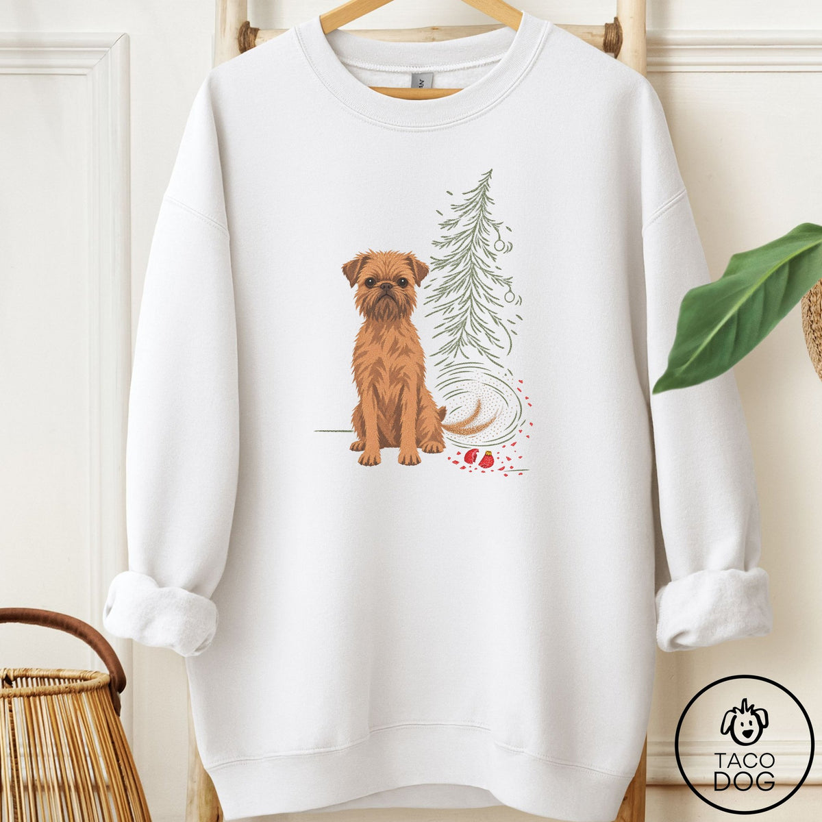 Brussels Griffon Christmas Joy Sweatshirt White Taco-Dog