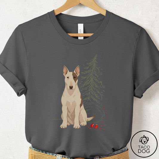 Bull Terrier Christmas Joy T-Shirt Asphalt Taco-Dog
