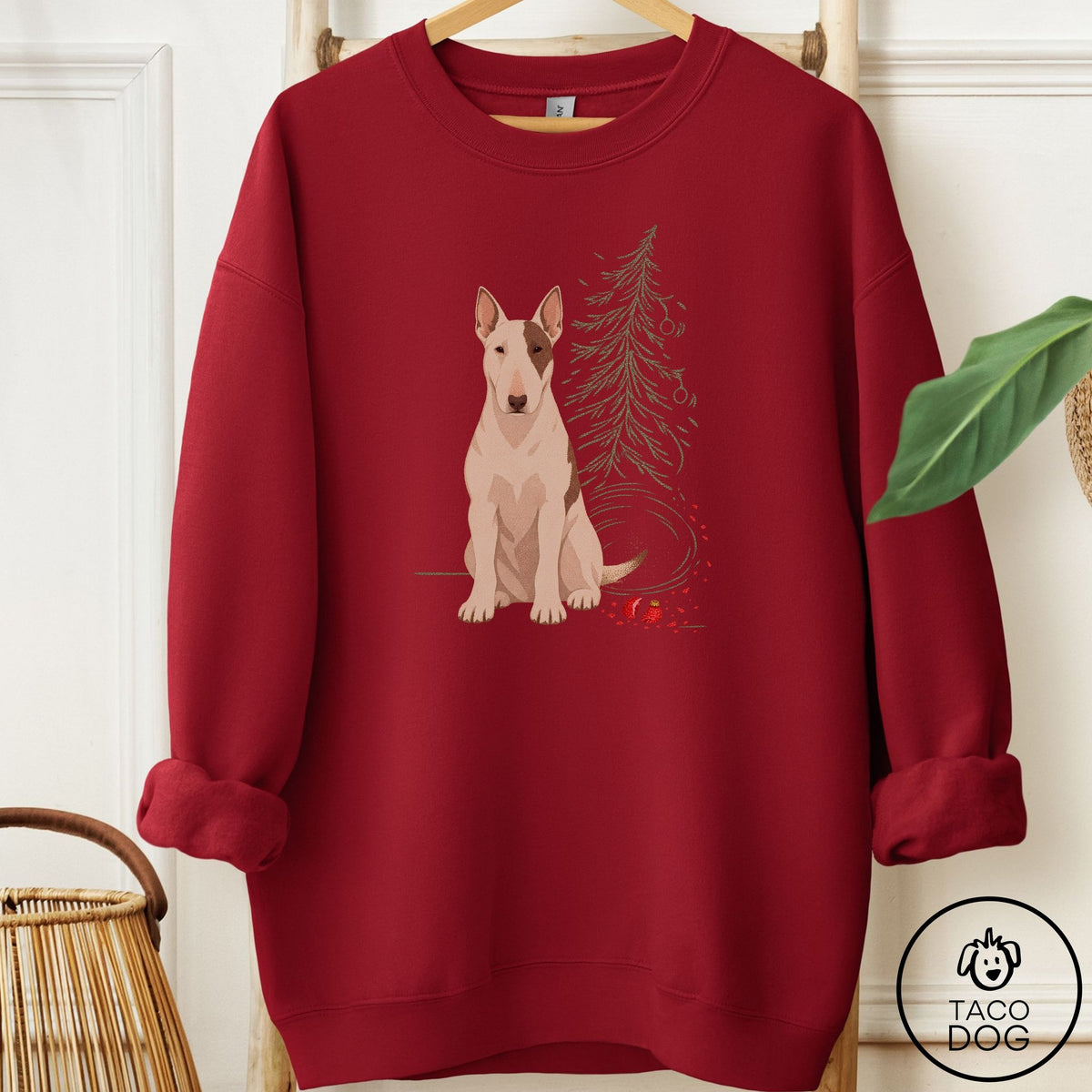 Bull Terrier Christmas Joy Sweatshirt Garnet Taco-Dog