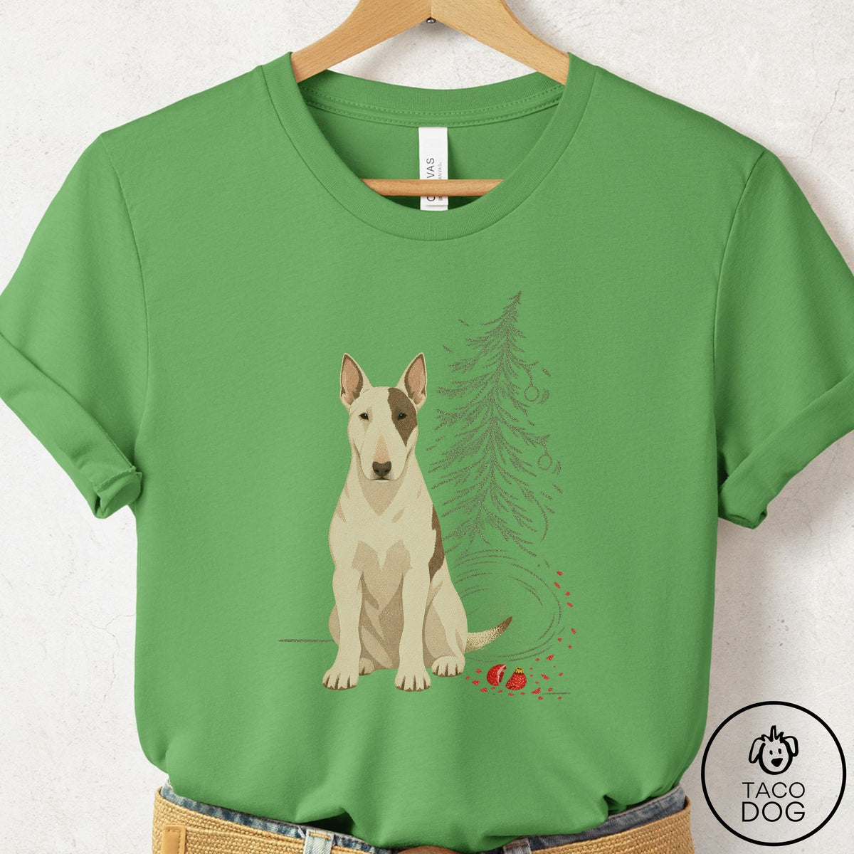 Bull Terrier Christmas Joy T-Shirt Leaf Taco-Dog